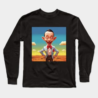 pee wee herman sticking out his tongue on the photo, art Long Sleeve T-Shirt